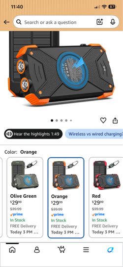 Phone Power Bank solar, wireless charger.