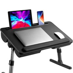 HUANUO Laptop Bed Desk, Computer Lap Tray for Couch Sofa Floor, Foldable Table with Height Adjustment & 35° Adjustable Tilt Angle for Working, Eating,