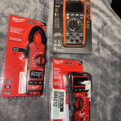 Lot Of 3x Multimeters (Klein & Milwaukee) 