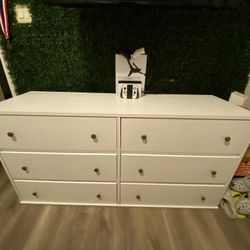 White Dresser with Gold Knobs