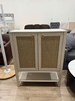 Rattan Shoe Cabinet with Storage, 5 Tier, White Cream Oak,Farmhouse Boho Shoe Organizer Storage Cabinet with Shelves & Doors, Tall Shoe Rack Cabinet f