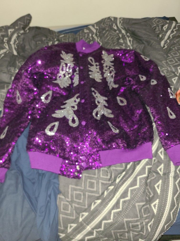 WWE Chalk Line Ric Flair Purple Sequin Jacket XL