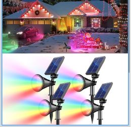 RGB Solar Lights Outdoor, 2 Modes Solar Spotlights Outdoor Waterproof, Adjustable Solar Color Changing Lights for Yard Garden Holiday Christmas Decora