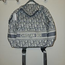 Christain Dior Gray Canvas Backpack NEW