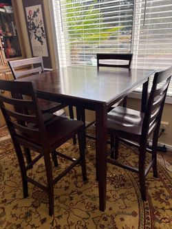 Dark Wood Counter Height Dining Set