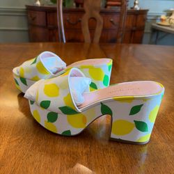 KATE SPADE NEW YORK Ibiza Platforms In Lemon Toss, Size 7, Great Condition!