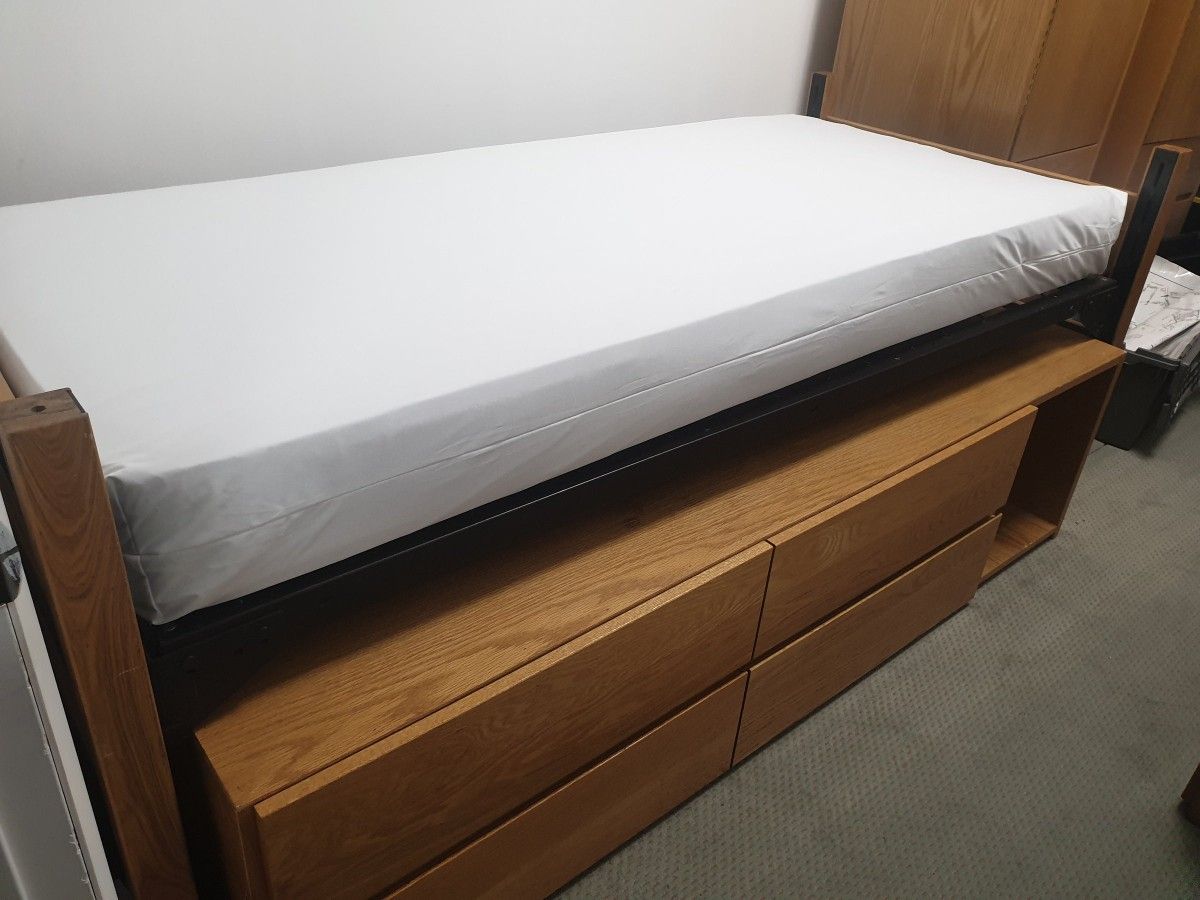TWIN XL MATTRESS, BED, BED FRAMES, UNDERBED DRESSERS COMPLETE SET