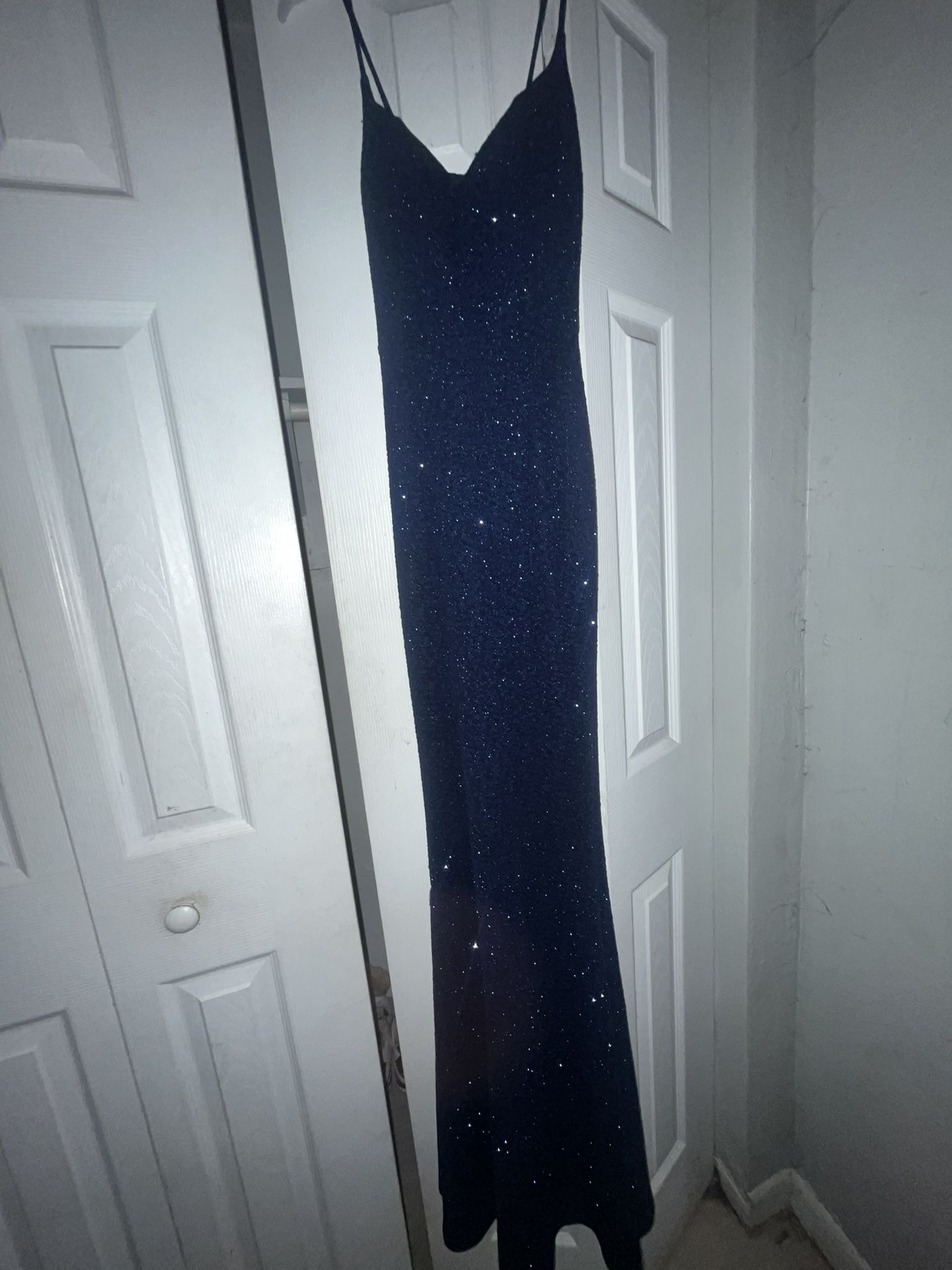 Navy Blue Glittery Dress