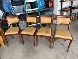 4 Antique Wood Framed Dining Chairs