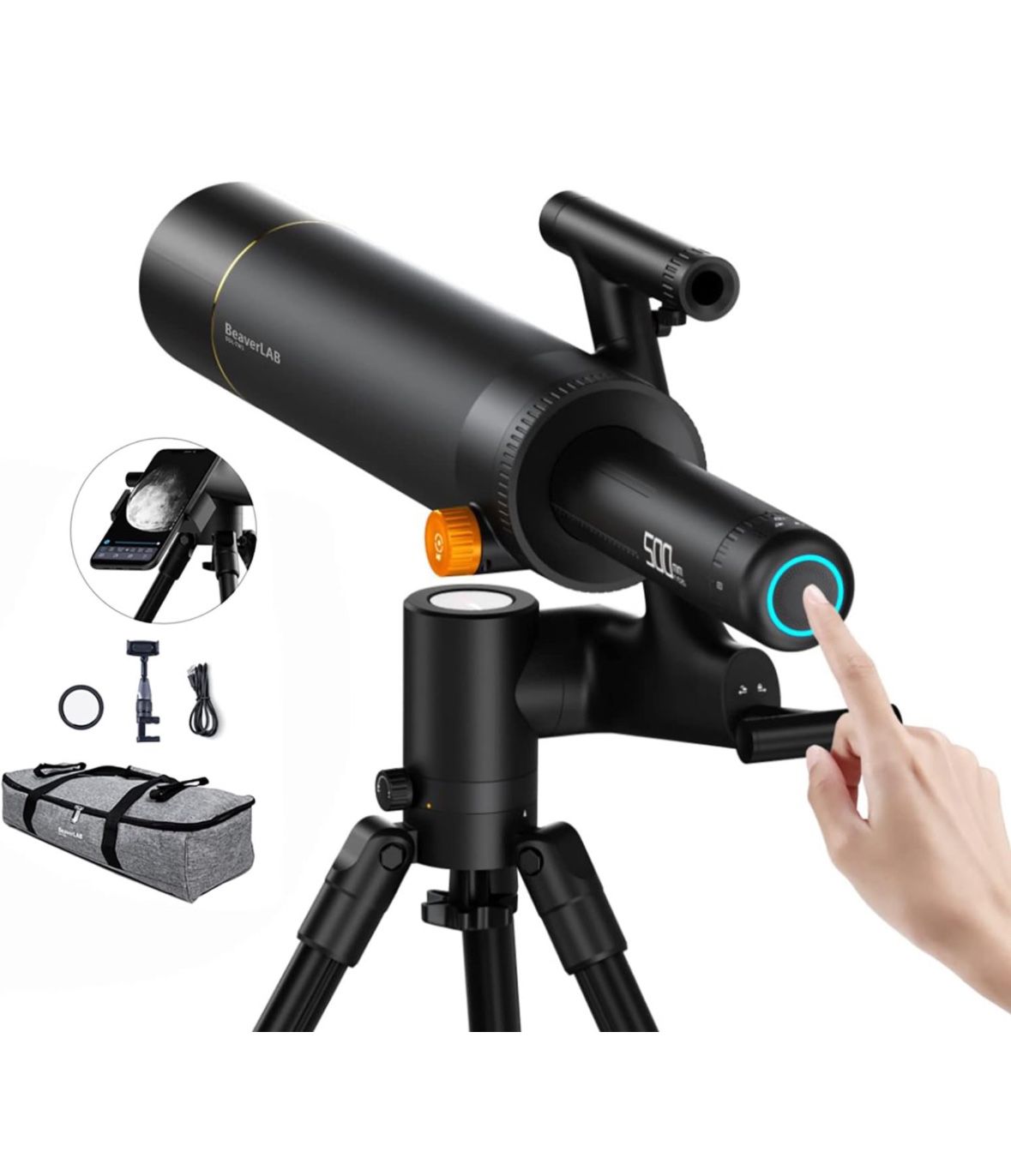 TW1 Smart Digital Astronomy Telescope, 500mm Long Focal Length, Compact and Portable, HD Video, WiFi Connected, 1600x Magnification, with APP for Teen