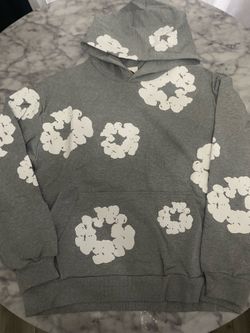 Gray denim tear hoodie