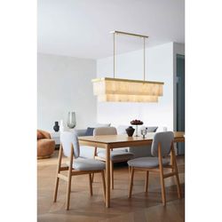 Beacon Lighting Elora 7 Light Rectangle Pendant with Jade Stone - Brass $650