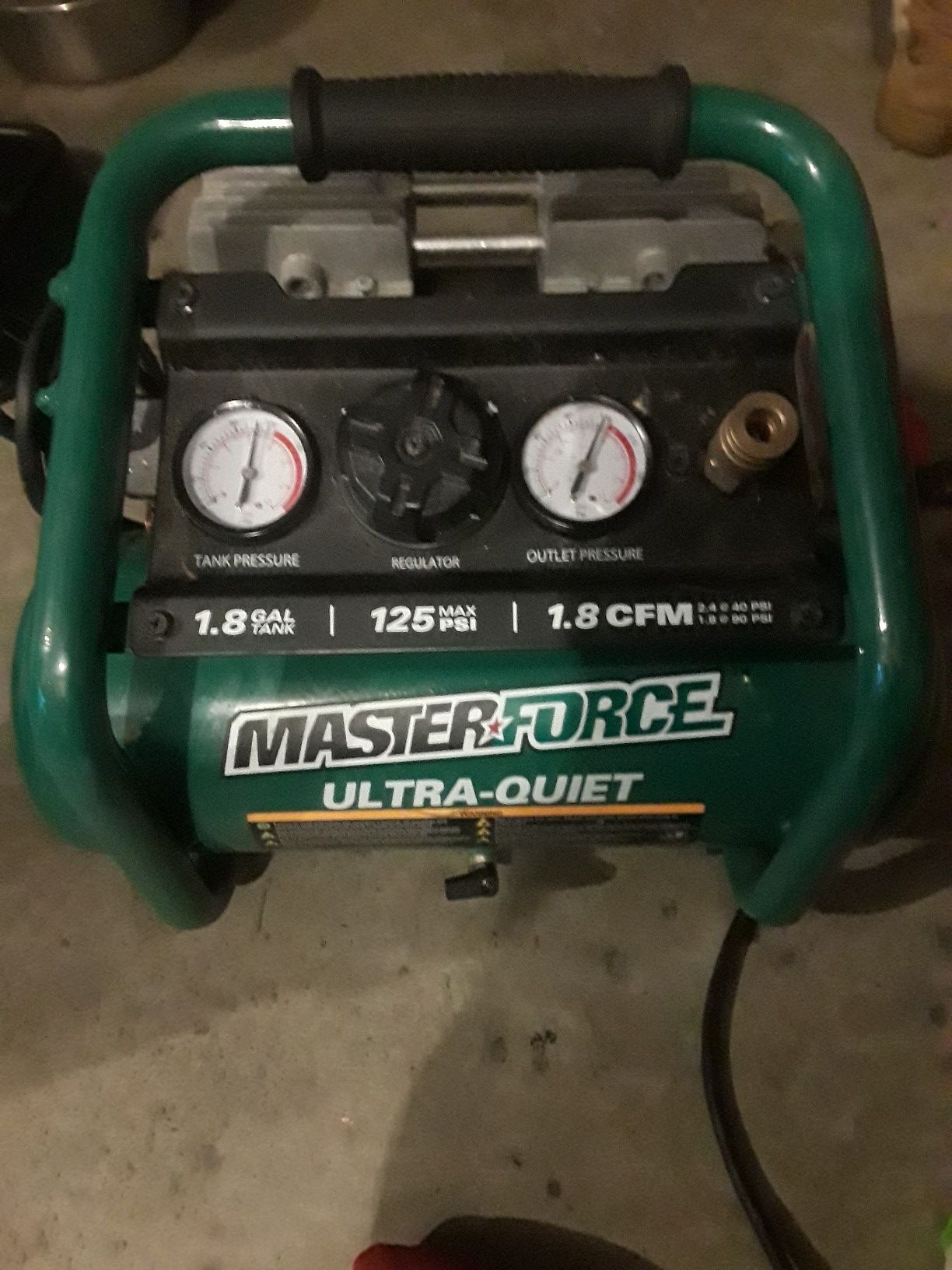 Masterforce ultra quiet 1.8g air compressor
