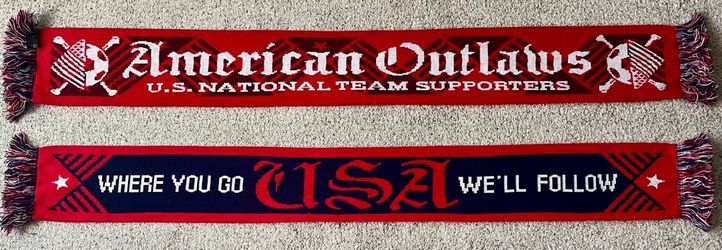 American Outlaws Where You Go Well Follow Soccer Scarf US Soccer Supporter Group