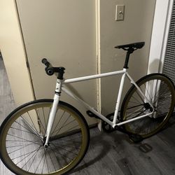Golden Cycle Fixed Gear Fixie ( Golden Rims, White Frame)