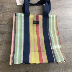 ROXY Striped Mesh Tote Bag