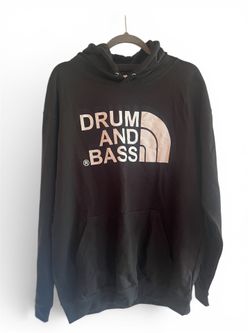 Junglist EDM Drum and Bass Graphic Print Black Pullover Hoodie w/ Pockets, L