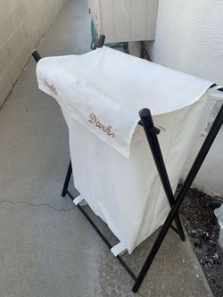 Standing Hamper With (2) Sections White And Dark