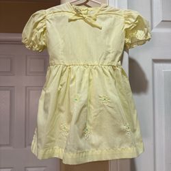 Vintage toddler girl yellow spring dress