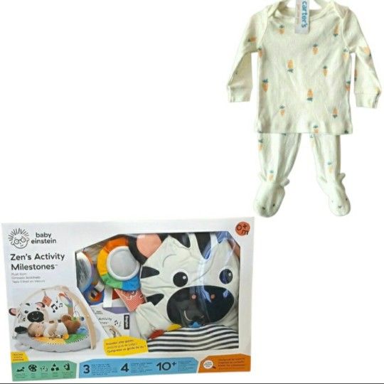 Baby Einstein Zen's Activity Milestones Plush Gym Playmat & Carters Bunny Outfit