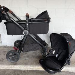 Mom push 2 In Stroller And Bassinet 