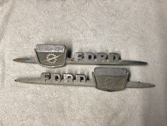 1959 Ford F-100 Pickup Truck Hood Emblem Badge Pair