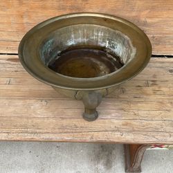 Solid, Heavy Brass Vintage Flower Pot.