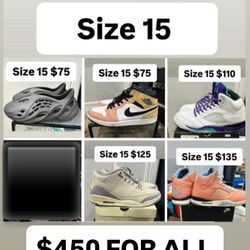 Jordan’s Nikes Yeezy Size 15 Men All For $450