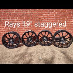 Original RAYS 19" STAGGERED 🔻FORGED🔻 BLACK ON BLACK OEM 5x114.3