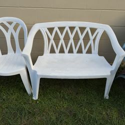 Heavy Plastic Patio Loveseat, And Side Chair wear  due to age, but great functionality