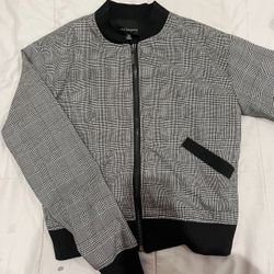 Plaid Pattern Bomber Jacket - Size XS