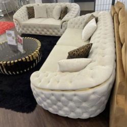 White Two Piece Sofa Set