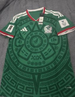 Adidas Mexico home green jersey with 2026 WC Patches