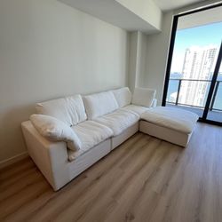 White Fabric Sectional 