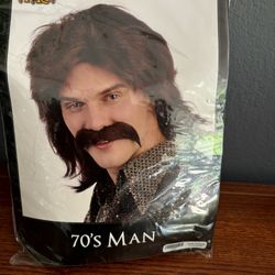 70s man Wig by spirit holloween brown hair 