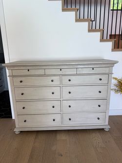 Large Solid Wood 11-Drawer Distressed Dresser / Statement Chest