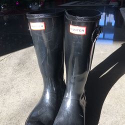 Girls’s HUNTER boots SIZE 6 Black Glossy