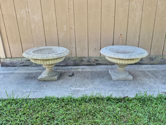 Nice Used Two heavy concrete planters.  15in tall and 23in wide 13in bowl.