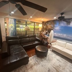Espresso leather Sectional Sofa and Ottoman 