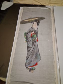 Geisha silk painting