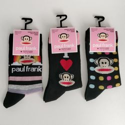 3 Pairs Paul Frank Julius the Monkey Womens Socks