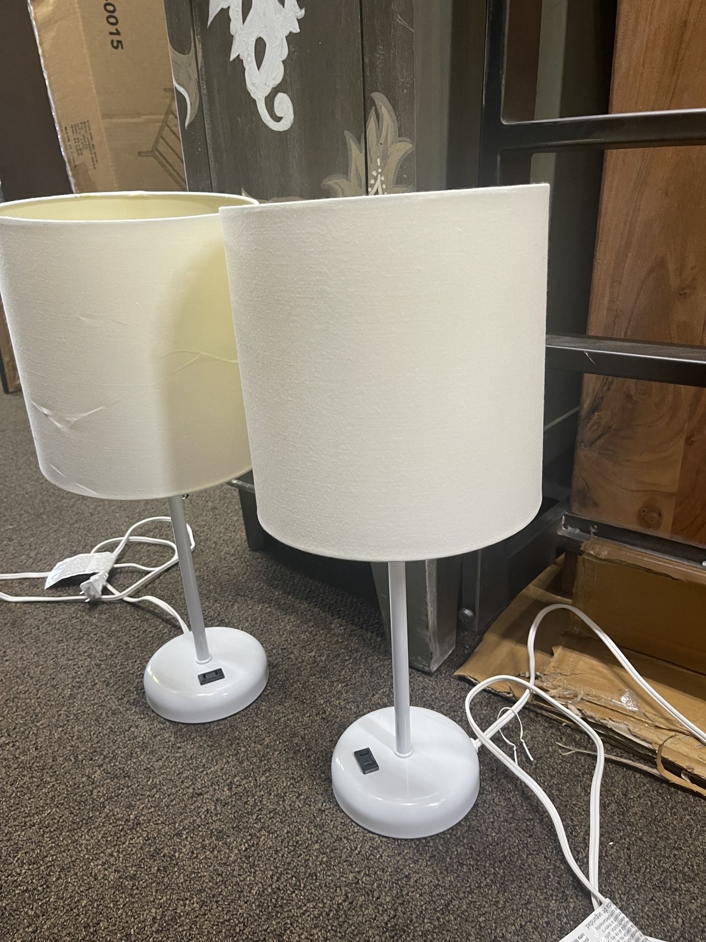 Set Of 2 Desk/ Night Lamps With Built In Ports