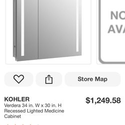 KOHLER Verdera 34 in. W x 30 in. H Recessed Lighted Medicine Cabinet 111