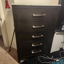 Marble Topped 6 Drawer Dresser And Queen Bed With 3 Drawer Frame