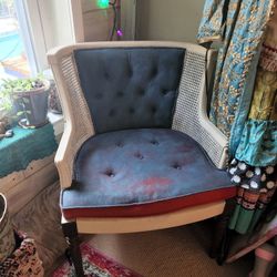 Boho Style Vintage Chalk Painted Cane Chair