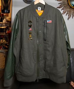 NIKE LAB X RT Riccardo Tisci Faux Leather Sleeve Bomber Jacket Size