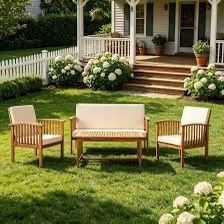 4pc new patio set was $899 now 1/2 off. In stock 1 set left $450. Pickup today. Cash card finance