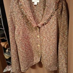 Excellent CJ Banks 1X Sweater Button Up Front