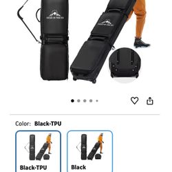 New! Rolling Double Ski Bag 61-65in, Padded Waterproof Snowboard Bag with Wheels for Air Travel, Fits Skis & Boots, Heavy-Duty Airline Approved Wheele