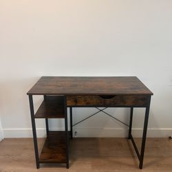 Desk With Drawer & Height-Adjustable CPU Holder Shelf